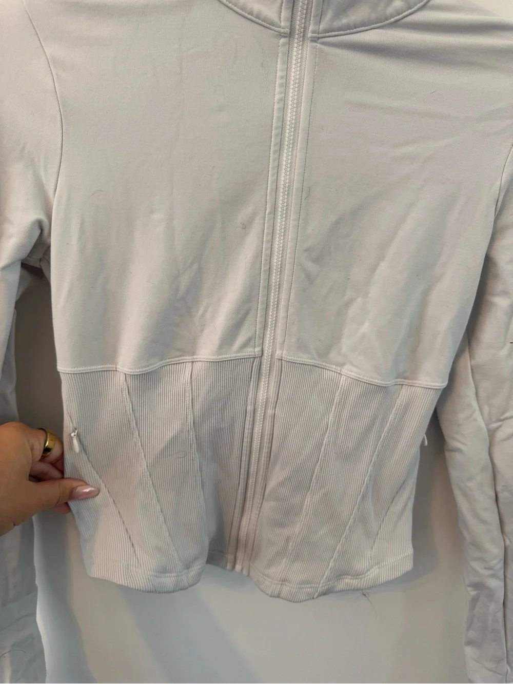 ALO Yoga White Zip-Front Corset Jacket